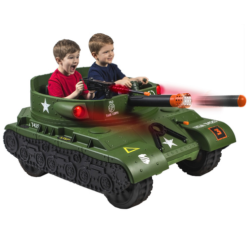 Thunder Tank Ride-On With Working Cannon and Rotating Turret 24 Volt
